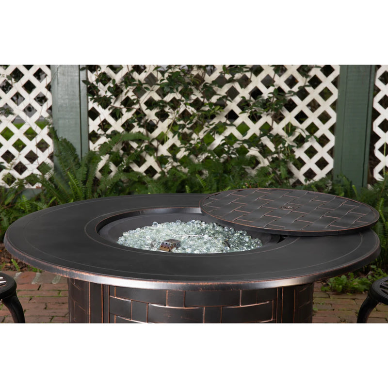 Well Traveled Living Perissa Woven Round Aluminum Propane Fire Pit | GW STORE