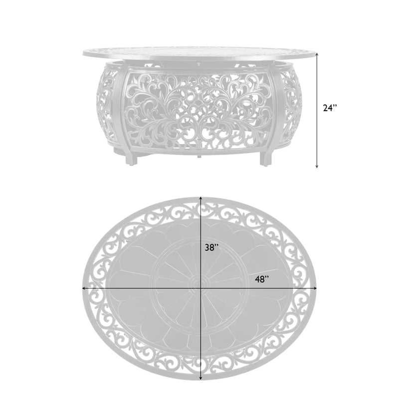 Well Traveled Living Toulon Oval Aluminum Propane Fire Pit | GW STORE