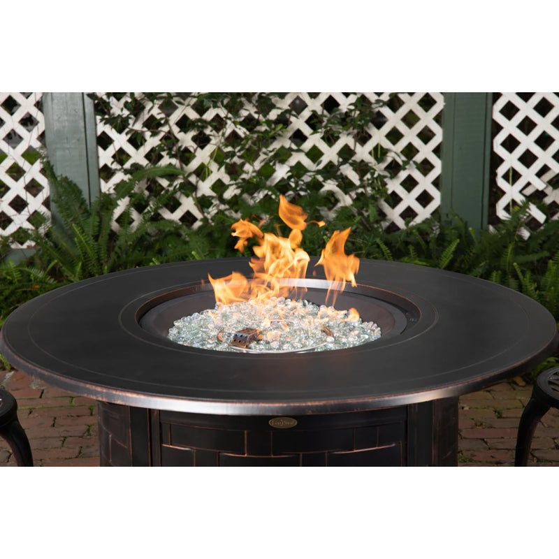 Well Traveled Living Perissa Woven Round Aluminum Propane Fire Pit | GW STORE