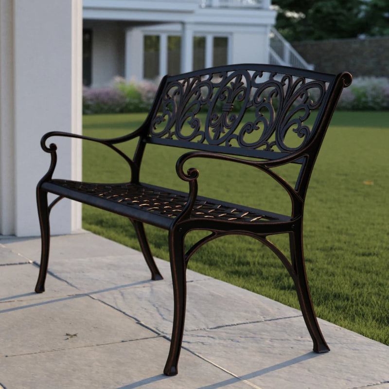 Well Traveled Living Decatur Aluminum Patio Bench in Antique Bronze | GW STORE
