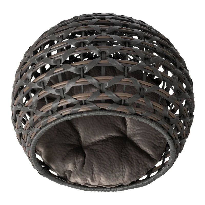 Huntley Pet Hemisphere Rattan Pet Bed, Grey | GW STORE