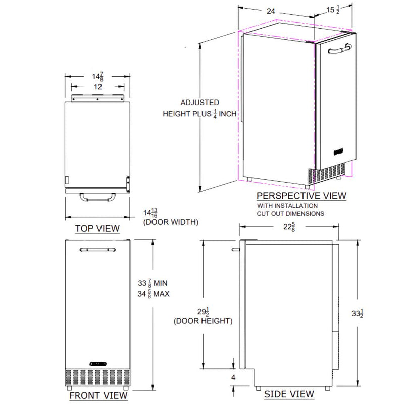Bull 60 Lb. 15-Inch Outdoor Rated Commercial Ice Maker w/ Drain Pump | Buy at GW STORE