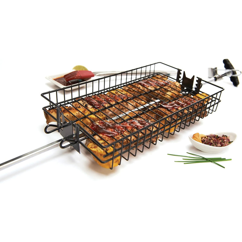 GrillPro Non-Stick Flat Spit Rotisserie Grill Basket | GW STORE
