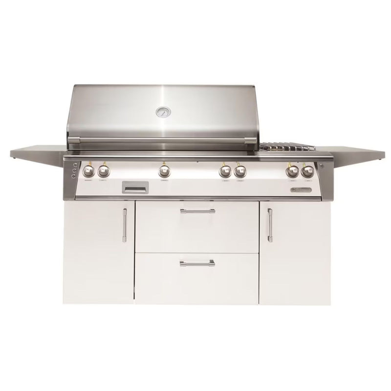Alfresco Deluxe 56-Inch Stainless Steel Freestanding Gas Grill w/ Rotisserie, Side Burner & Sear Zone