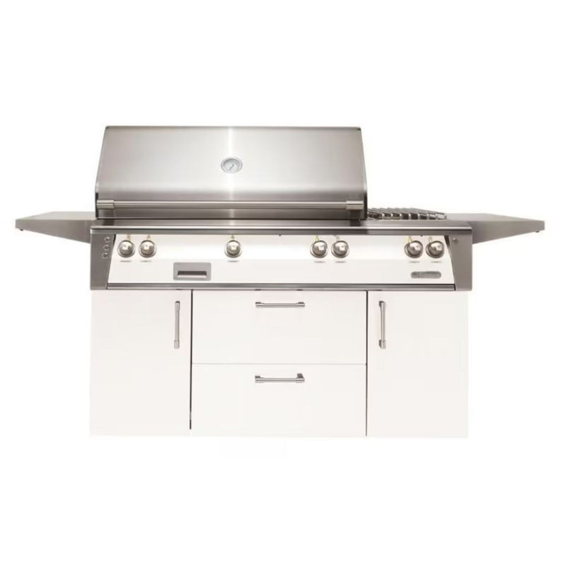 Alfresco Deluxe 56-Inch Stainless Steel Freestanding Gas Grill w/ Rotisserie, Side Burner & Sear Zone