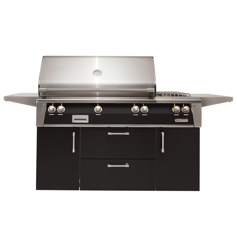 Alfresco Deluxe 56-Inch Stainless Steel Freestanding Gas Grill w/ Rotisserie, Side Burner & Sear Zone