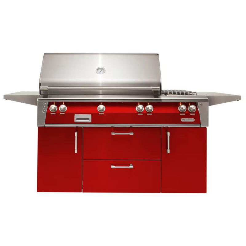 Alfresco Deluxe 56-Inch Stainless Steel Freestanding Gas Grill w/ Rotisserie & Side Burner