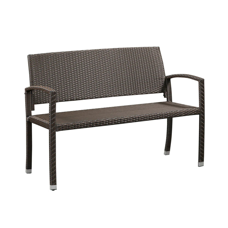Well Traveled Living Miles Patio Bench in Mocha Wicker | GW STORE
