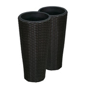 Well Traveled Living Noah Round Wicker Planter 2-piece Set in Black | GW STORE