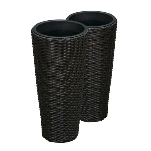 Well Traveled Living Noah Round Wicker Planter 2-piece Set in Black | GW STORE
