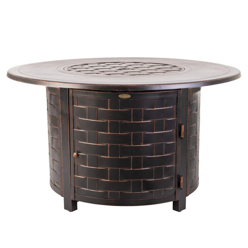 Well Traveled Living Perissa Woven Round Aluminum Propane Fire Pit | GW STORE