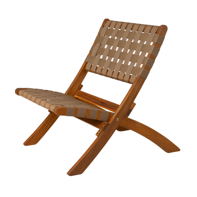 Well Traveled Living Sava Folding Chair in Brown Webbing | GW STORE