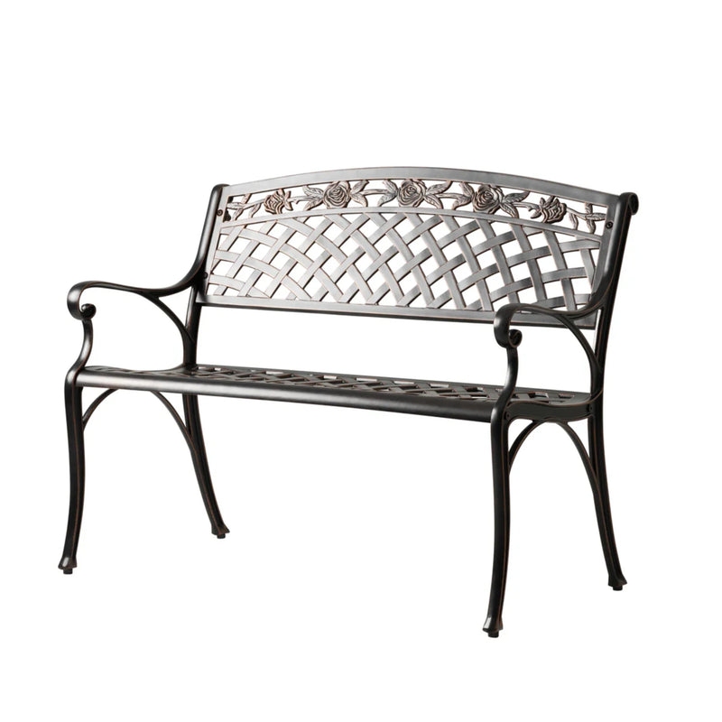 Well Traveled Living Scarlet Aluminum Patio Bench in Antique Bronze | GW STORE