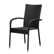 Well Traveled Living Set of 4 Black Morgan Outdoor Wicker Chairs | GW STORE