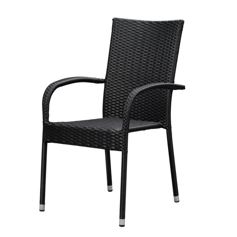 Well Traveled Living Set of 4 Black Morgan Outdoor Wicker Chairs | GW STORE