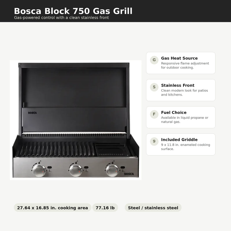 Bosca Block 750 Built-In Gas Grill | GW STORE