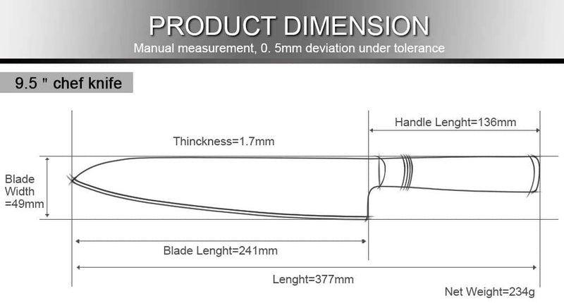 Luxury Blue Damascus Premium Chef Knife 9.5 Inch Blade