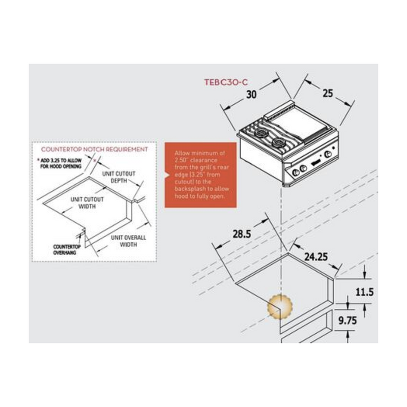 Twin Eagles 30" Breakfast Club Gas Burner W/ Griddle