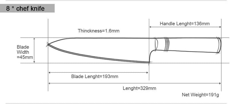 Luxury Blue Damascus Premium Chef Knife 8 Inch Blade