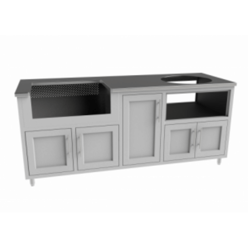 Challenger Designs White Coastal Outdoor Kitchen Package with Delta Heat 32" Grill and Large Egg Base