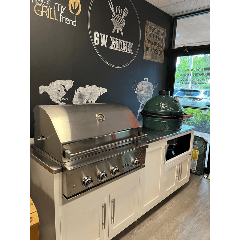 Challenger Designs White Coastal Outdoor Kitchen Package with Delta Heat 32" Grill and Large Egg Base